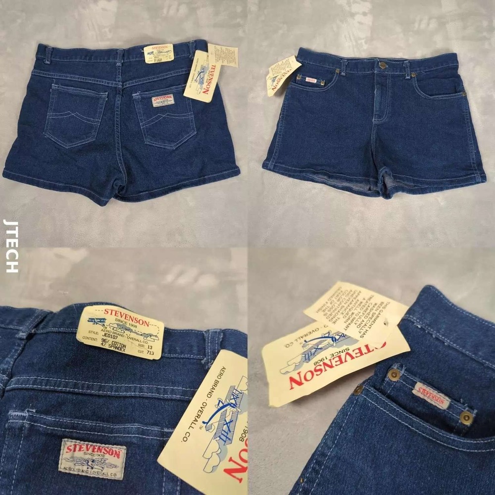Stevenson Denim Shorts Womens 13 Dark Flat Zip Casual Jean VTG Dead Stock NEW